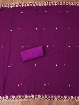 Purple embroidered georgette churidar dress-materials 4