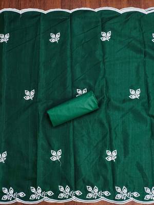 Green embroidered cotton churidar dress-materials 4