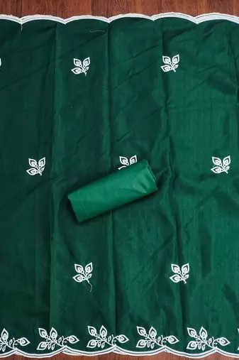 Green embroidered cotton churidar dress-materials