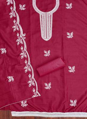 Maroon embroidered cotton churidar dress-materials 2