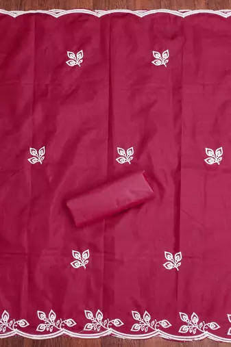 Maroon embroidered cotton churidar dress-materials