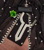 Black sequins georgette semi stitched churidar dress-materials