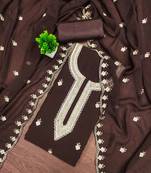 Brown sequins georgette semi stitched churidar dress-materials