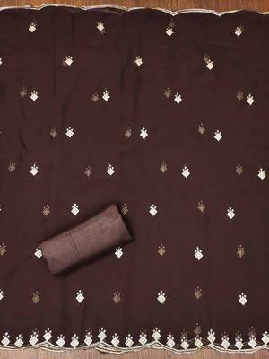 Brown sequins georgette churidar dress-materials 4