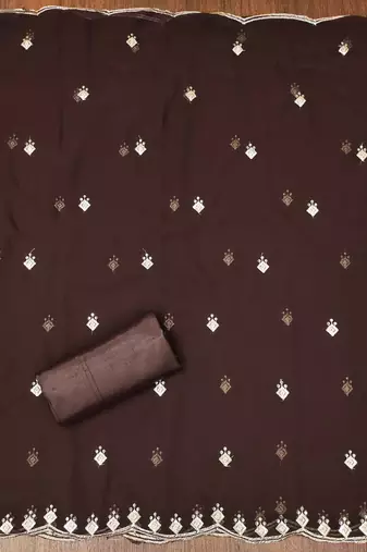 Brown sequins georgette churidar dress-materials