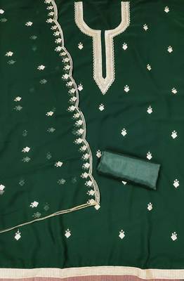 Green sequins georgette churidar dress-materials 2