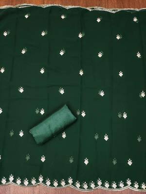 Green sequins georgette churidar dress-materials 4
