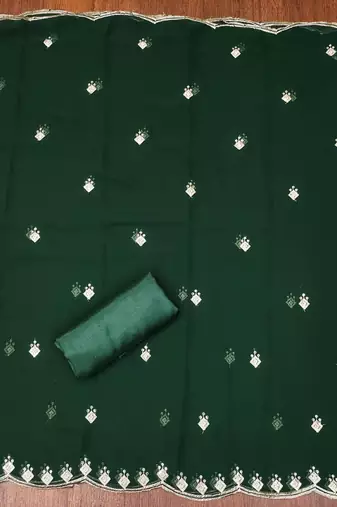 Green sequins georgette churidar dress-materials