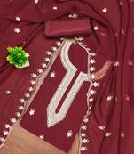 Maroon sequins georgette semi stitched churidar dress-materials