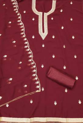 Maroon sequins georgette churidar dress-materials 2