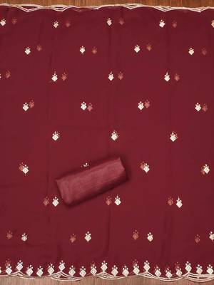 Maroon sequins georgette churidar dress-materials 4