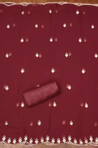 Maroon sequins georgette churidar dress-materials
