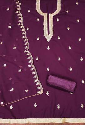 Purple sequins georgette churidar dress-materials 2