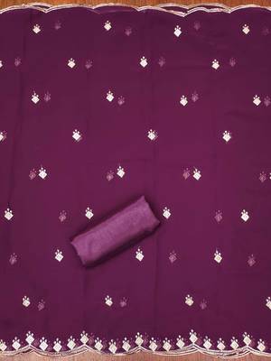 Purple sequins georgette churidar dress-materials 4