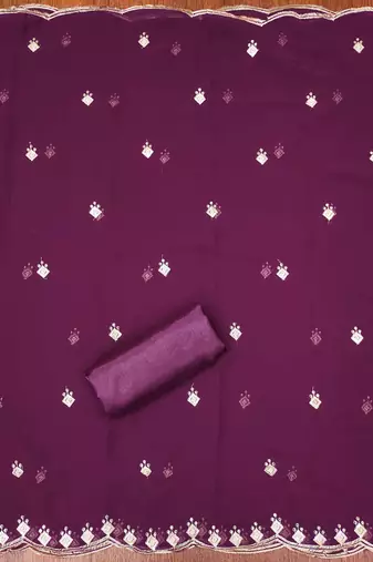 Purple sequins georgette churidar dress-materials