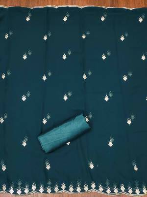 Sea-green sequins georgette churidar dress-materials 4