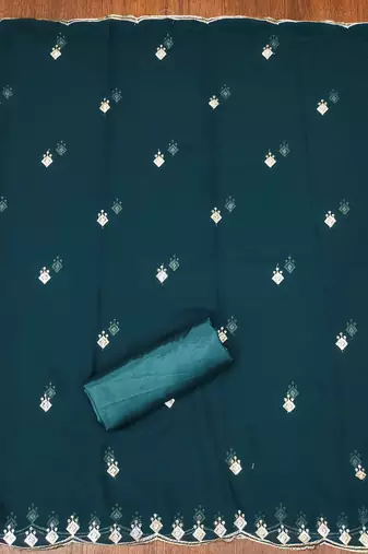 Sea-green sequins georgette churidar dress-materials