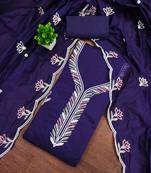 Blue sequins cotton semi stitched churidar dress-materials