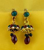 stone moti meenakari beads bali earing 