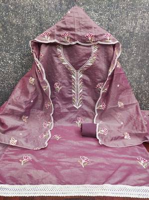 Lavender sequins cotton churidar dress-materials 3
