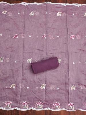 Lavender sequins cotton churidar dress-materials 4