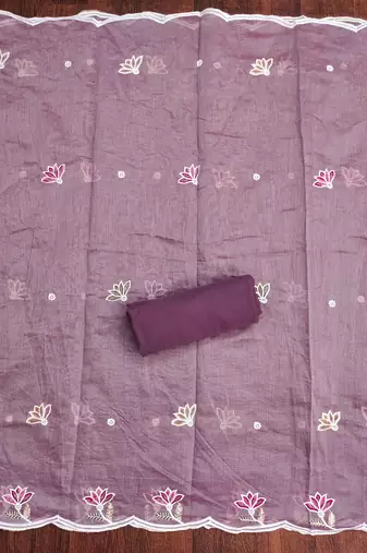 Lavender sequins cotton churidar dress-materials