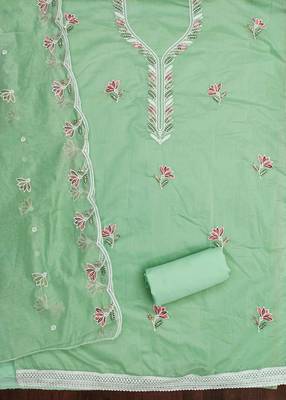 Light-green sequins cotton churidar dress-materials 2