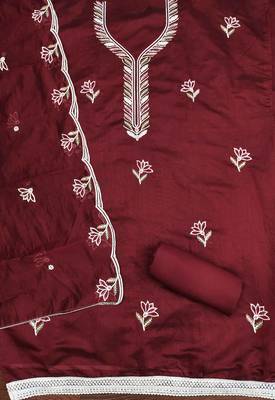 Maroon sequins cotton churidar dress-materials 2