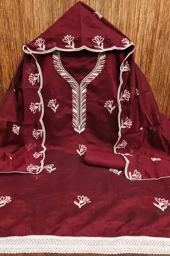 Maroon sequins cotton churidar dress-materials