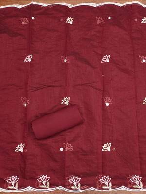 Maroon sequins cotton churidar dress-materials 4