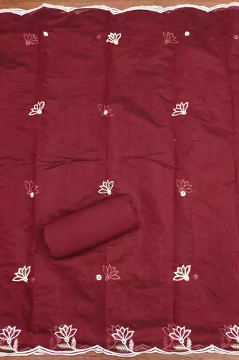 Maroon sequins cotton churidar dress-materials