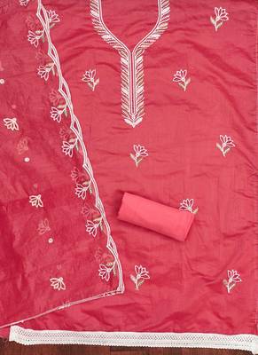 Pink sequins cotton churidar dress-materials 2