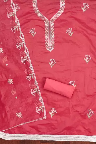 Pink sequins cotton churidar dress-materials
