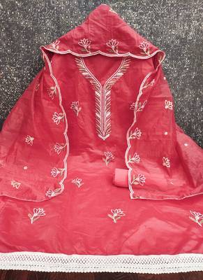 Pink sequins cotton churidar dress-materials 3
