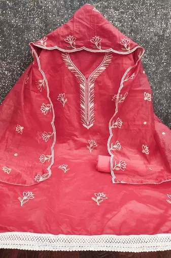 Pink sequins cotton churidar dress-materials