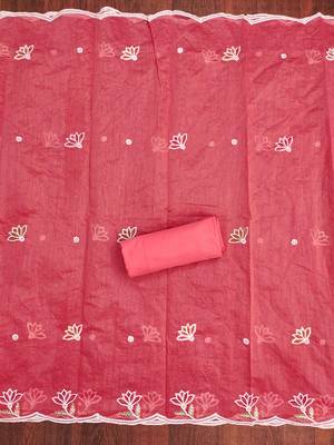 Pink sequins cotton churidar dress-materials 4