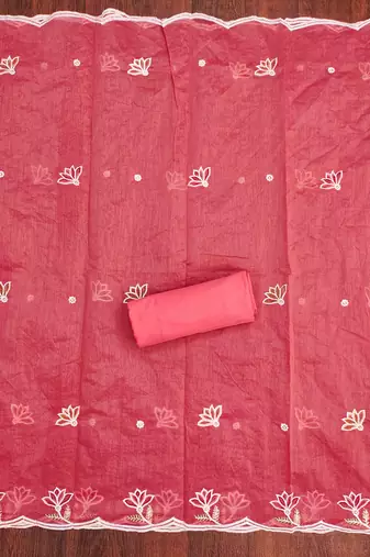 Pink sequins cotton churidar dress-materials