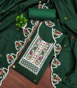 Green sequins cotton semi stitched churidar dress-materials