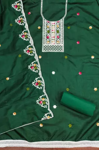 Green sequins cotton churidar dress-materials