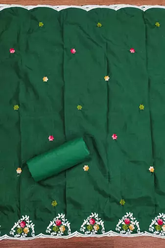 Green sequins cotton churidar dress-materials
