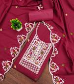 Maroon sequins cotton semi stitched churidar dress-materials