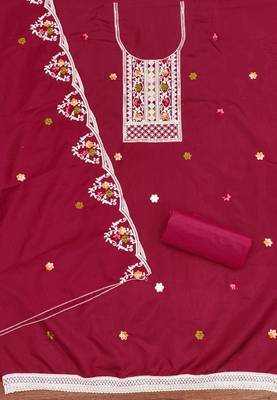 Maroon sequins cotton churidar dress-materials 2
