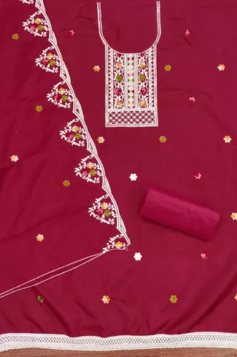 Maroon sequins cotton churidar dress-materials