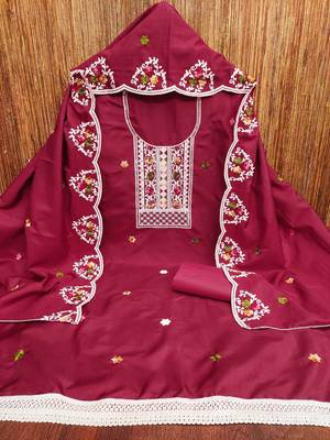 Maroon sequins cotton churidar dress-materials 3