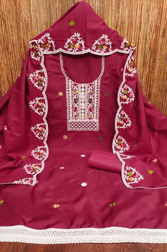 Maroon sequins cotton churidar dress-materials