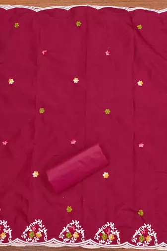 Maroon sequins cotton churidar dress-materials
