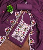 Purple sequins cotton semi stitched churidar dress-materials