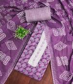 Purple printed cotton semi stitched churidar dress-materials
