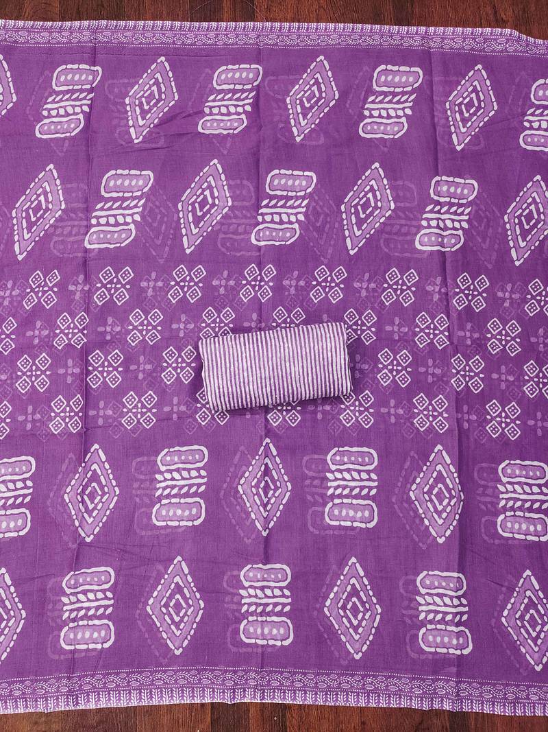 Purple printed cotton semi stitched churidar dress-materials