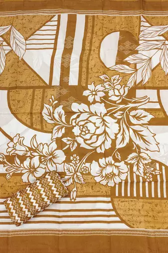 Beige printed cotton churidar dress-materials